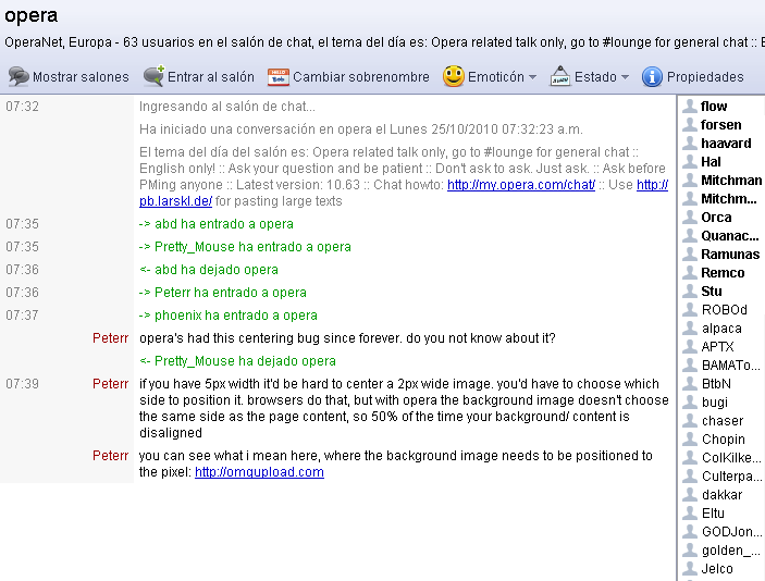 Canal Opera en IRC